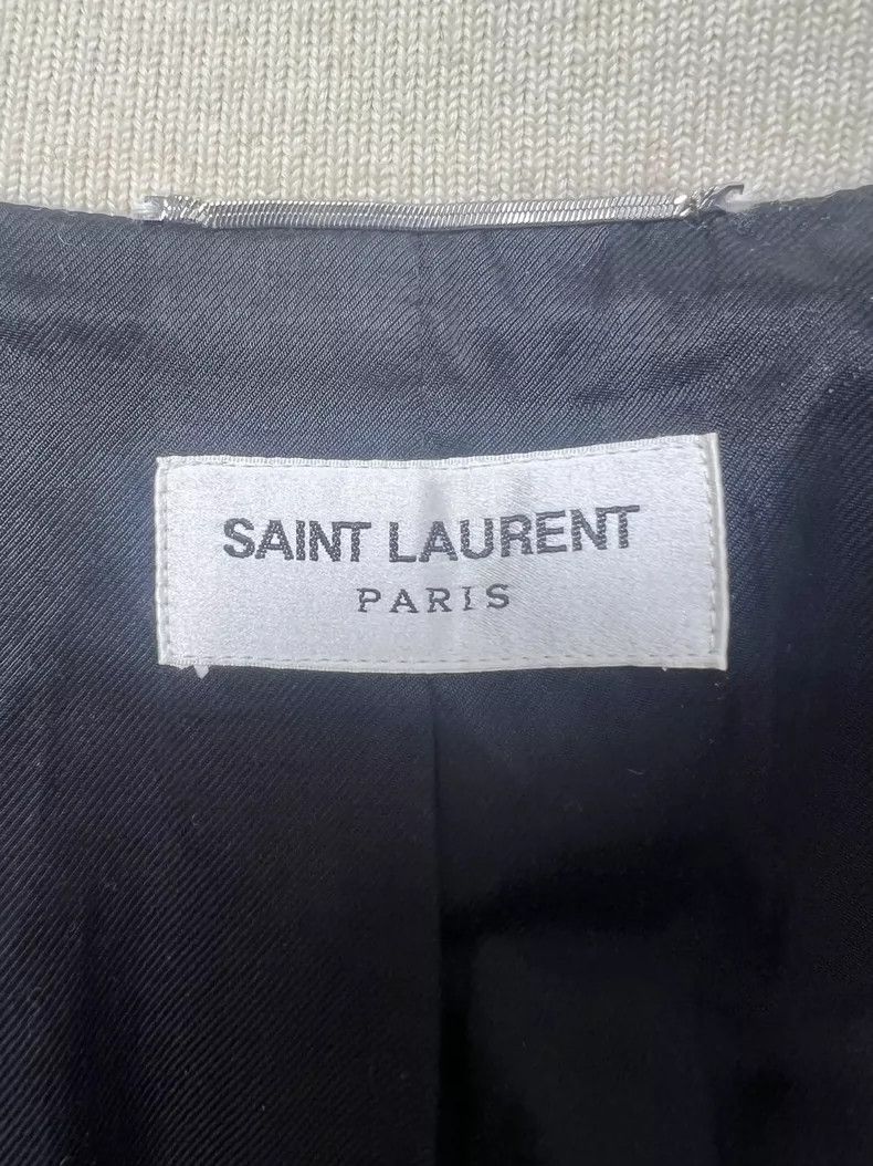 Saint Laurent Paris Saint Laurent Beige Baseball Jacket with Black Details- DMC Size US M / EU 48-50 / 2 - 3 Thumbnail
