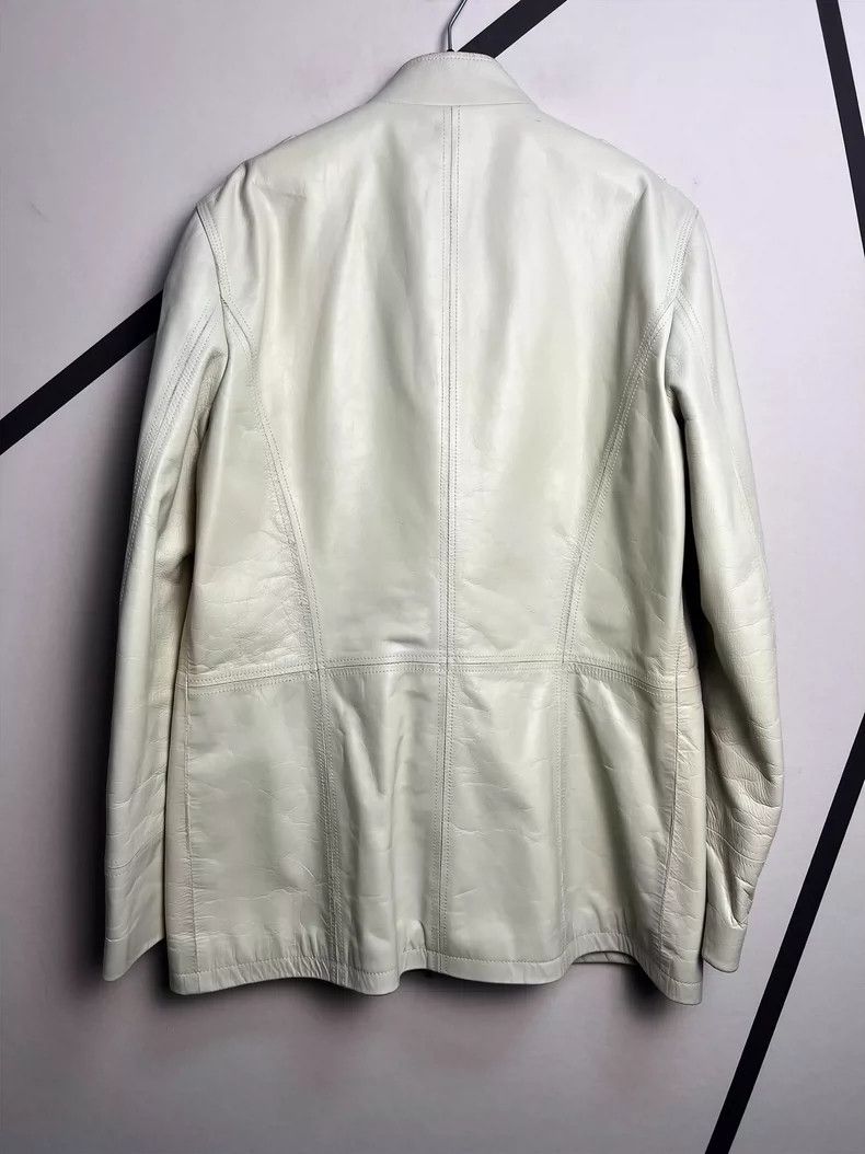 Saint Laurent Paris Saint Laurent White Leather Jacket with Pockets- DMC Size US L / EU 52-54 / 3 - 2 Thumbnail