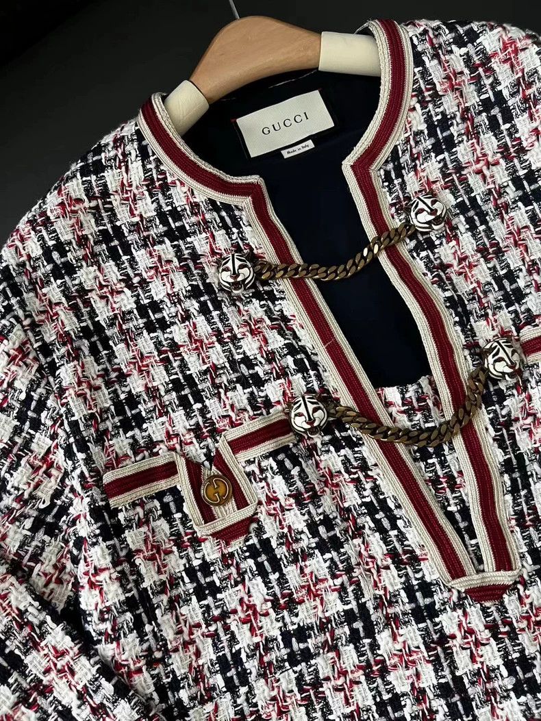 Gucci Gucci Tweed Long Sleeve Dress with Chain Detail- DMC Size US XS / EU 42 / 0 - 6 Thumbnail