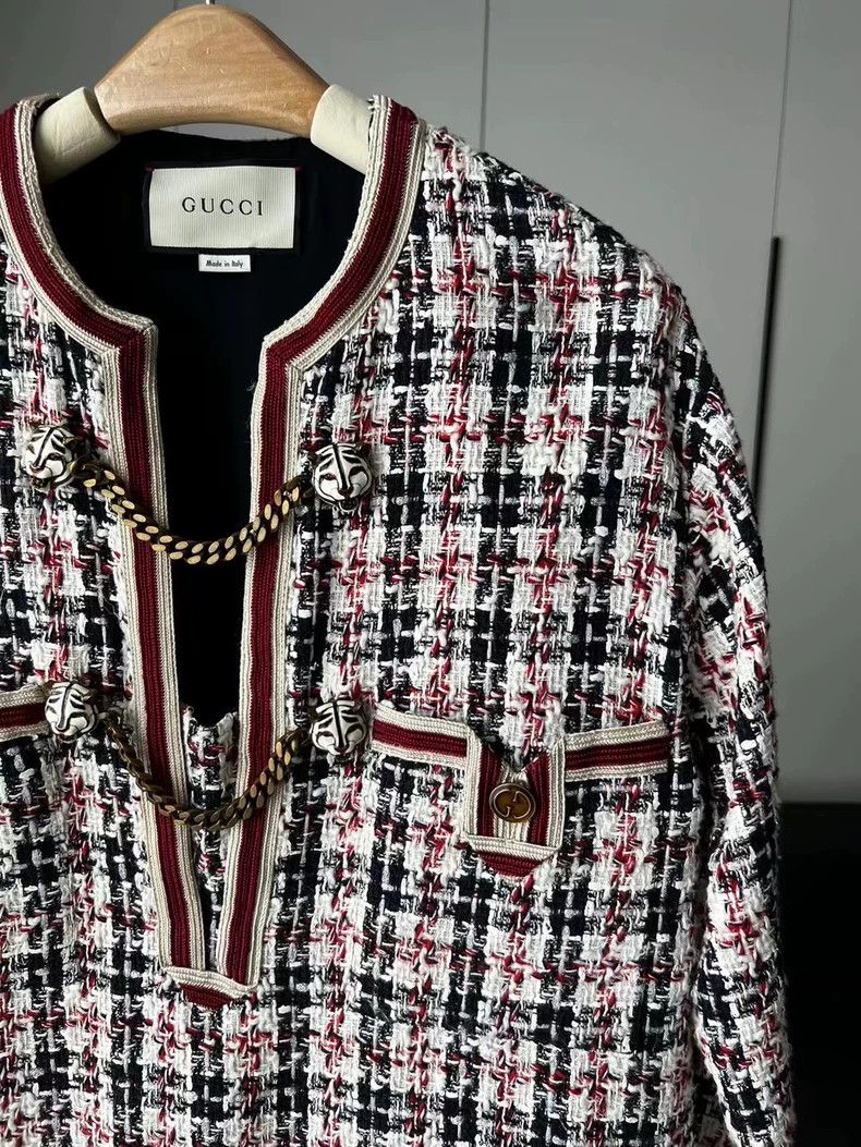 Gucci Gucci Tweed Long Sleeve Dress with Chain Detail- DMC Size US XS / EU 42 / 0 - 3 Thumbnail