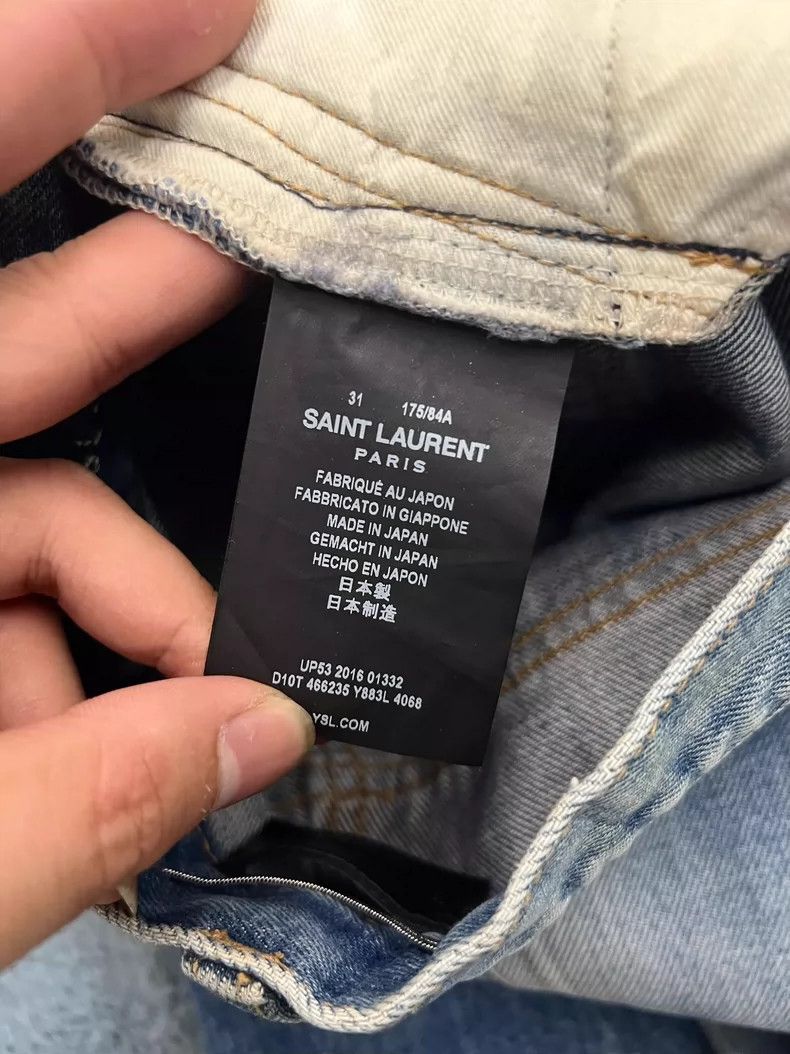 Saint Laurent Paris Saint Laurent Blue Denim Pants with Logo Embroidery- DMC Size US 31 - 4 Thumbnail