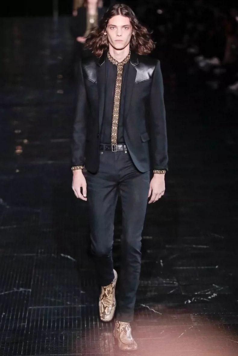 Saint Laurent Paris Saint Laurent Black and Gold Embellished Shirt- DMC Size US L / EU 52-54 / 3 - 7 Thumbnail