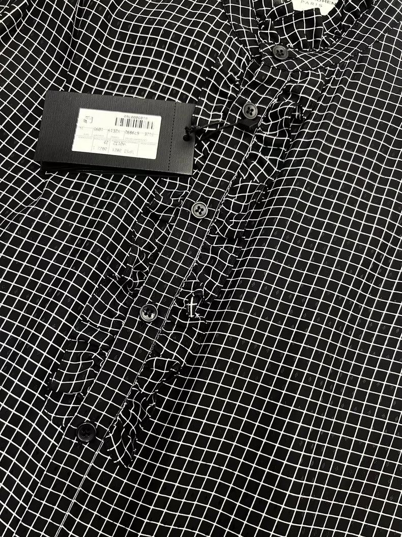 Saint Laurent Paris Saint Laurent Spring Summer Checkered Silk Shirt- DMC Size US L / EU 52-54 / 3 - 4 Thumbnail
