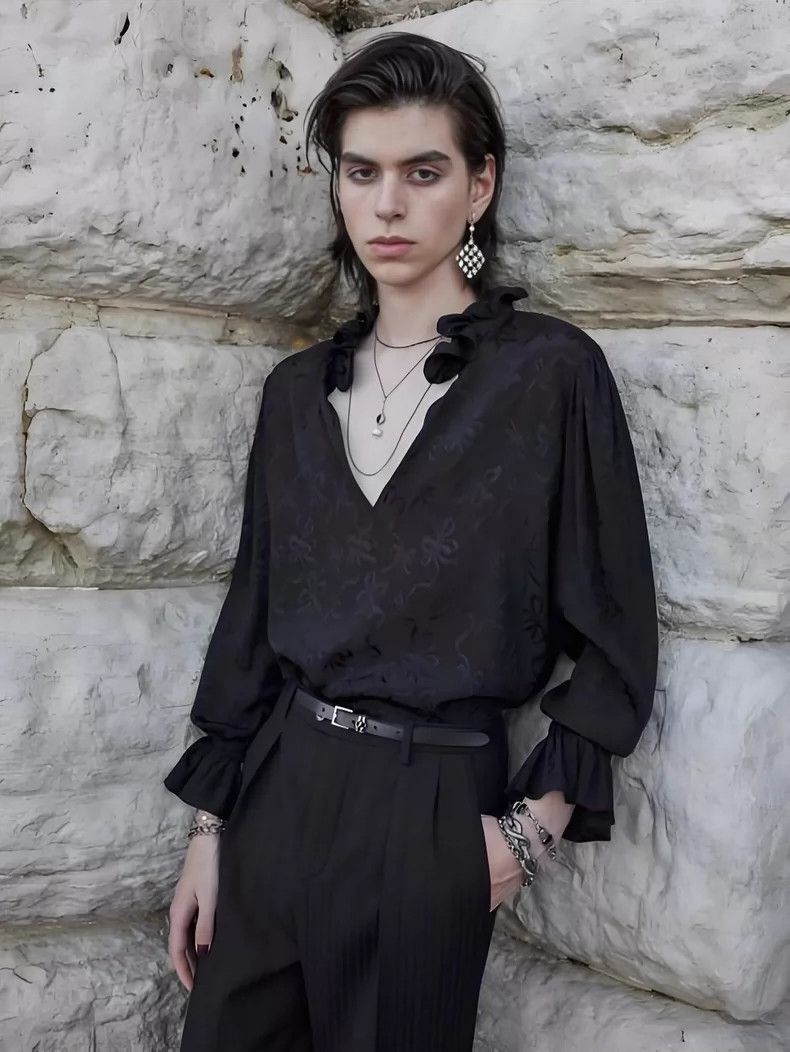 Saint Laurent Paris Saint Laurent Black Floral Silk Shirt- DMC Size US L / EU 52-54 / 3 - 7 Thumbnail