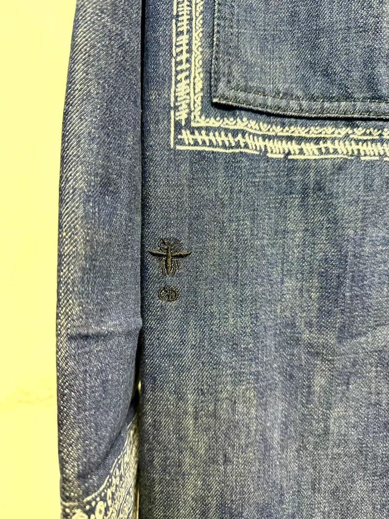 Dior Dior Denim Print Bee Jacket Outerwear- DMC Size US S / EU 44-46 / 1 - 5 Thumbnail