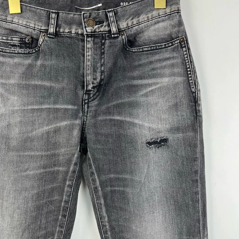 Saint Laurent Paris Saint Laurent Distressed Gray Jeans Size 27- DMC Size US 27 - 3 Thumbnail
