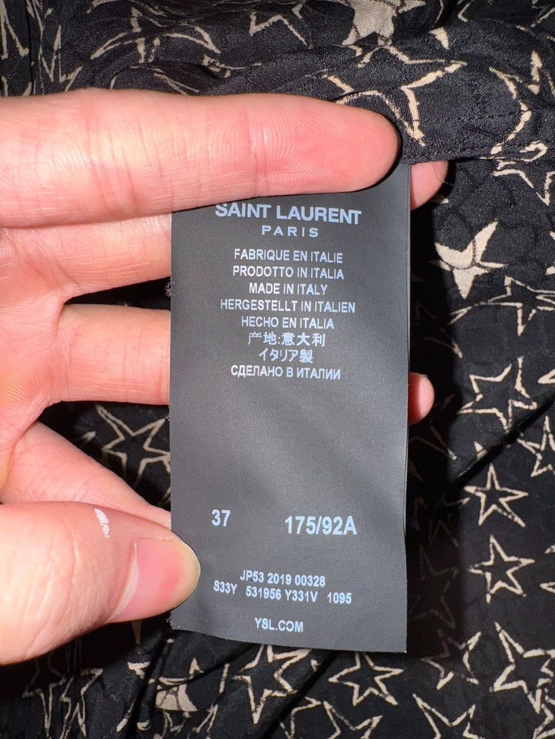 Saint Laurent Paris Black and White Star Print Shirt- DMC Size US M / EU 48-50 / 2 - 8 Thumbnail