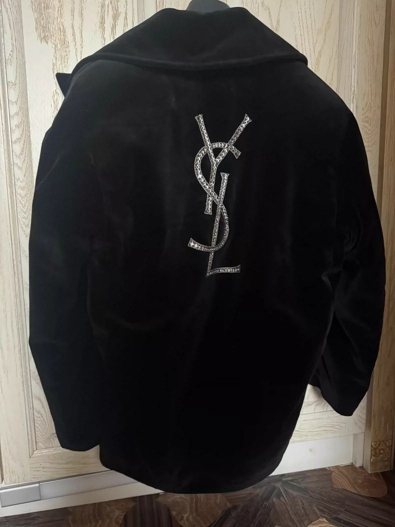 Saint Laurent Paris Saint Laurent Velvet Coat with Rhinestones- DMC Size US M / EU 48-50 / 2 - 2 Thumbnail