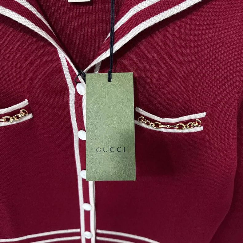 Gucci Red Wool Knitted Dress with Button Detail - dmc Size 36" / US 14 / IT 50 - 4 Thumbnail