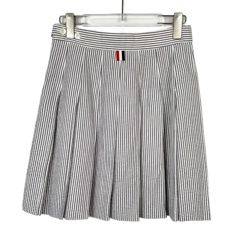Thom Browne Gray Striped Cotton Pleated Skirt Size 40 - dmc Size US 31 - 2 Thumbnail