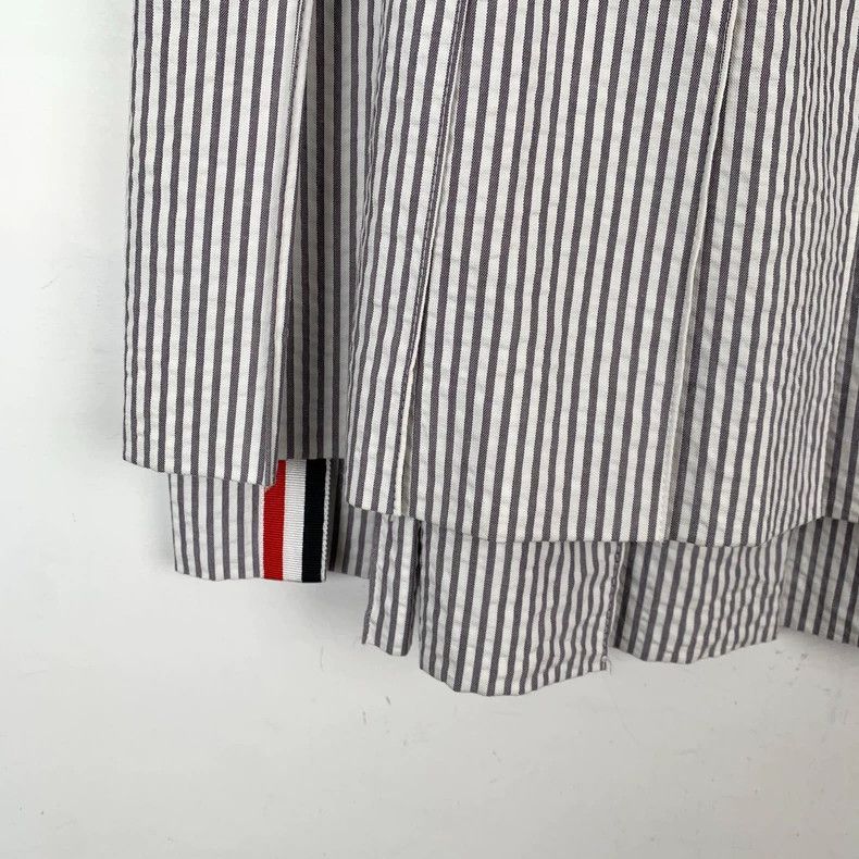 Thom Browne Gray Striped Cotton Pleated Skirt Size 40 - dmc Size US 31 - 4 Thumbnail