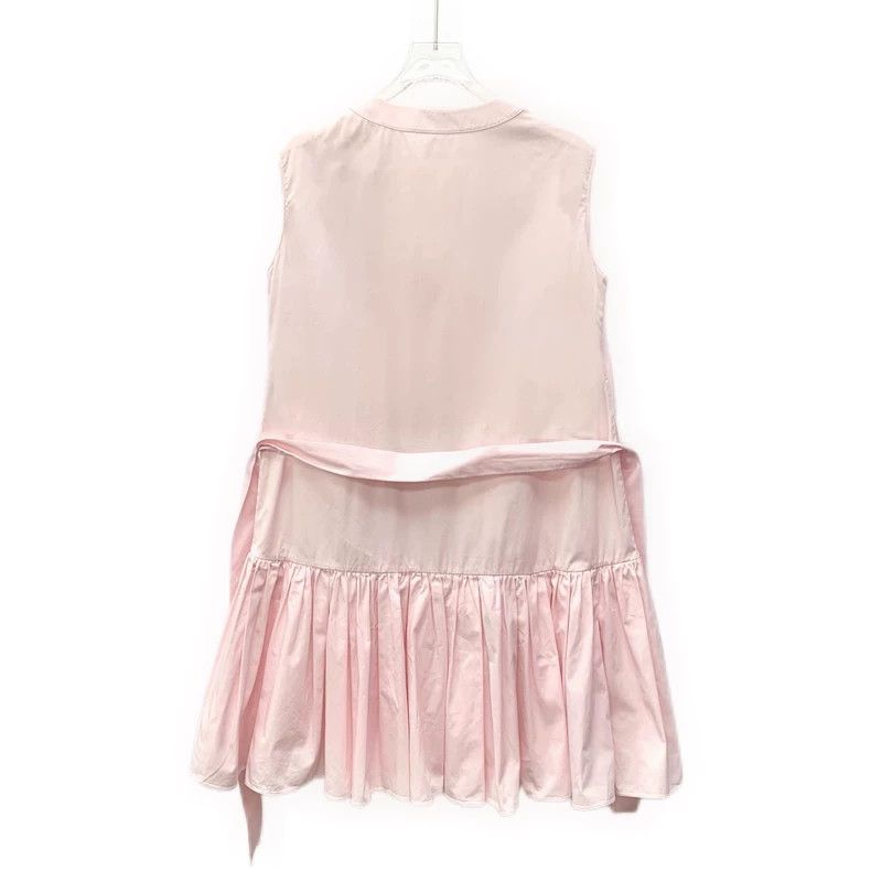 Dior Pink Logo Detail Sleeveless Button Dress - dmc Size 22" - 2 Thumbnail