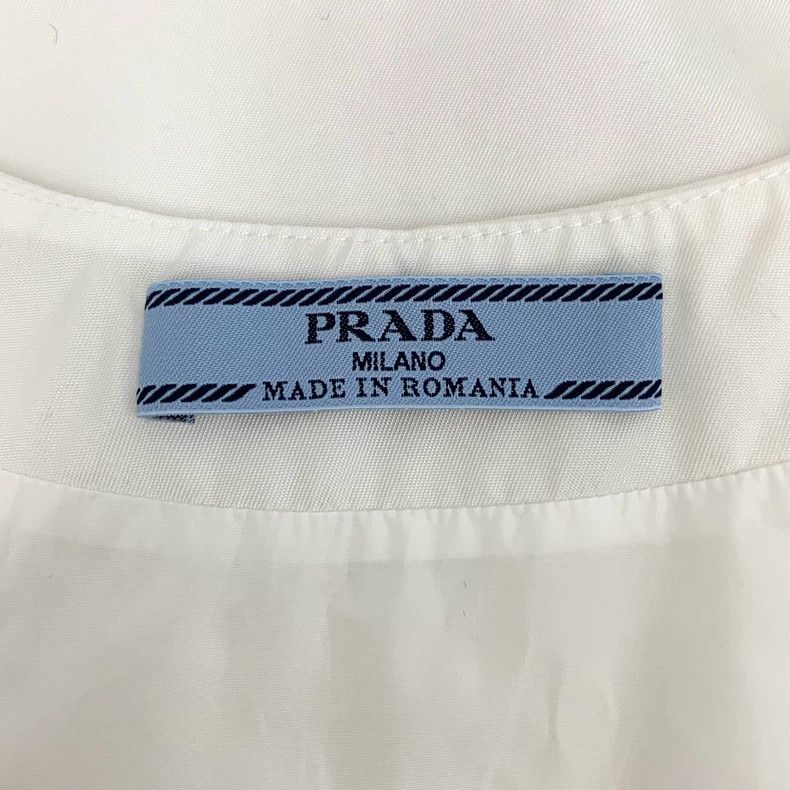 Prada Prada White Sleeveless Dress with Triangle Logo - dmc Size US 26 / EU 42 - 6 Thumbnail