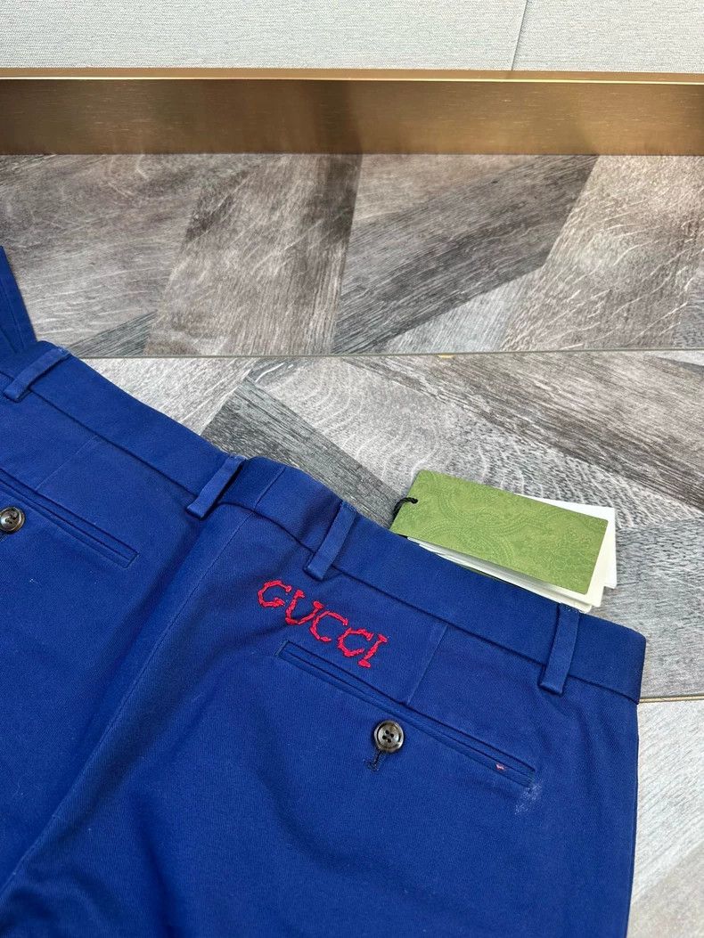 Gucci Gucci Deep Blue Trousers with Logo Embroidery - dmc Size US 31 - 3 Thumbnail