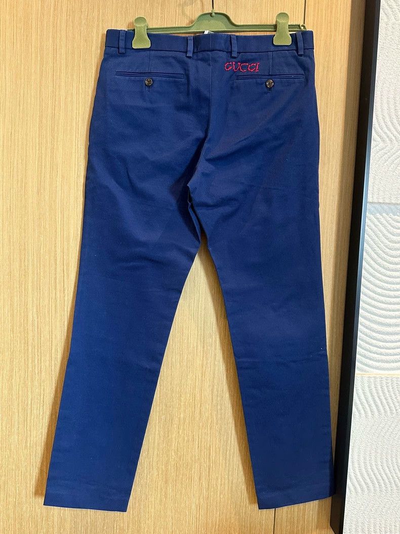 Gucci Gucci Deep Blue Trousers with Logo Embroidery - dmc Size US 31 - 2 Thumbnail