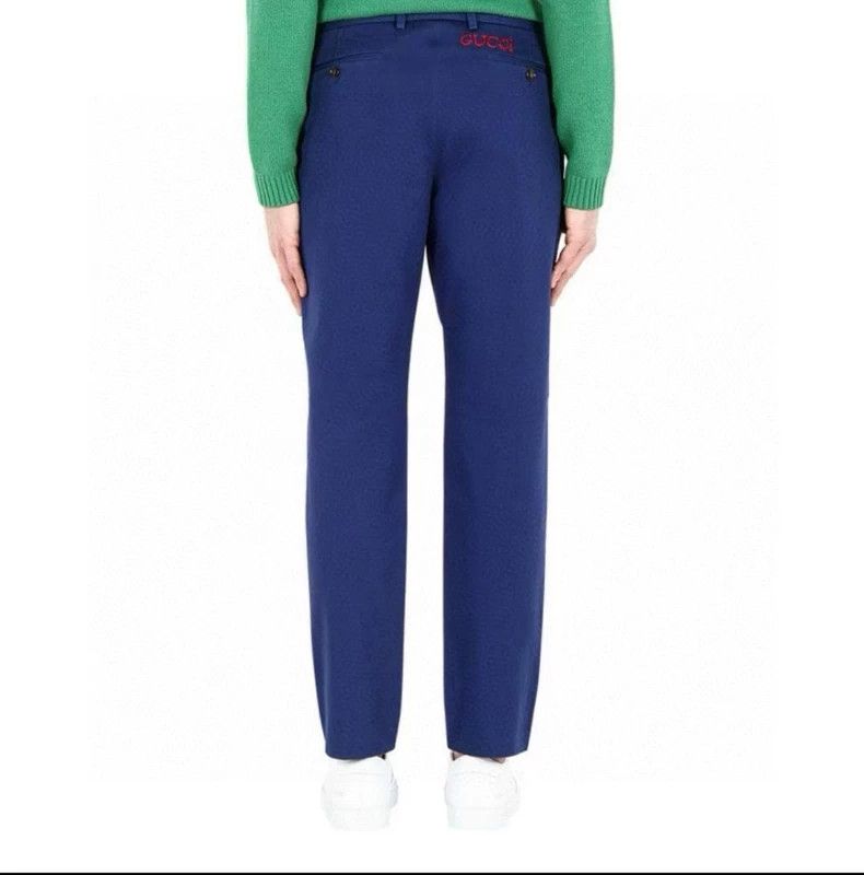 Gucci Gucci Deep Blue Trousers with Logo Embroidery - dmc Size US 31 - 6 Thumbnail