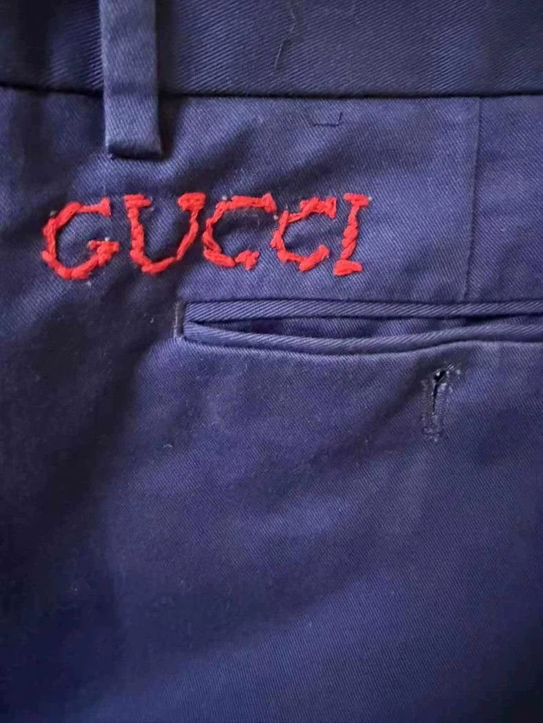Gucci Gucci Red Logo Blue Pants Size 48 - dmc Size US 31 - 3 Thumbnail