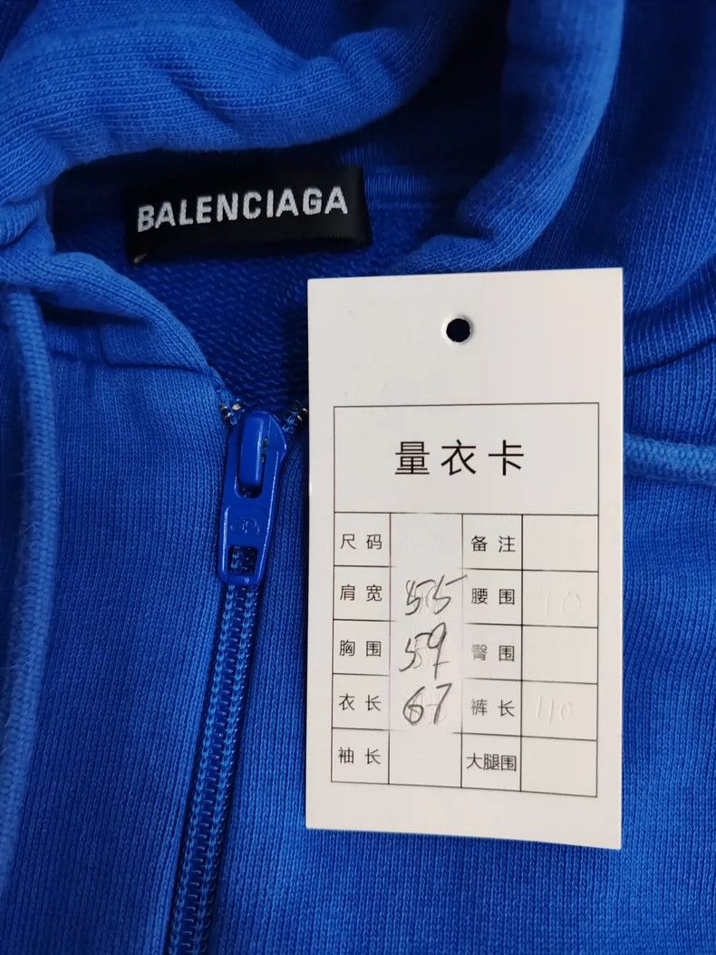 Balenciaga Balenciaga Small Logo Blue Hooded Zip Jacket - dmc Size US M / EU 48-50 / 2 - 4 Thumbnail