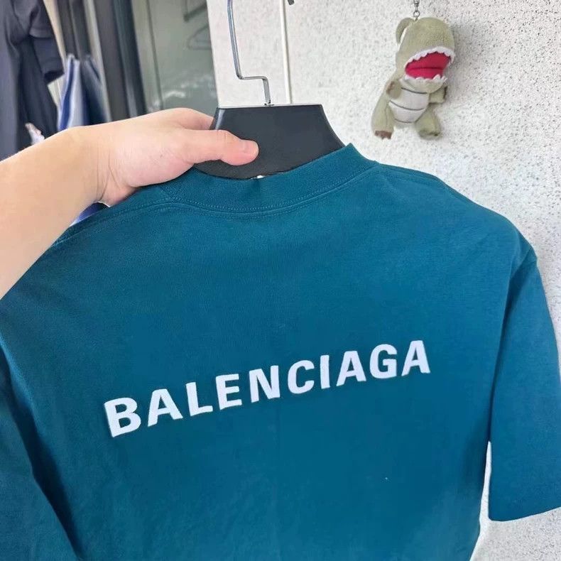 Balenciaga Balenciaga Green Logo Embroidered Short Sleeve Shirt - dmc Size US M / EU 48-50 / 2 - 5 Thumbnail