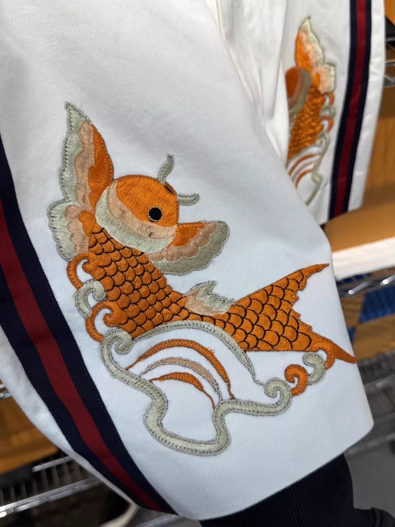 Gucci Gucci Embroidered White Shorts with Koi Design - dmc Size US 31 - 3 Thumbnail