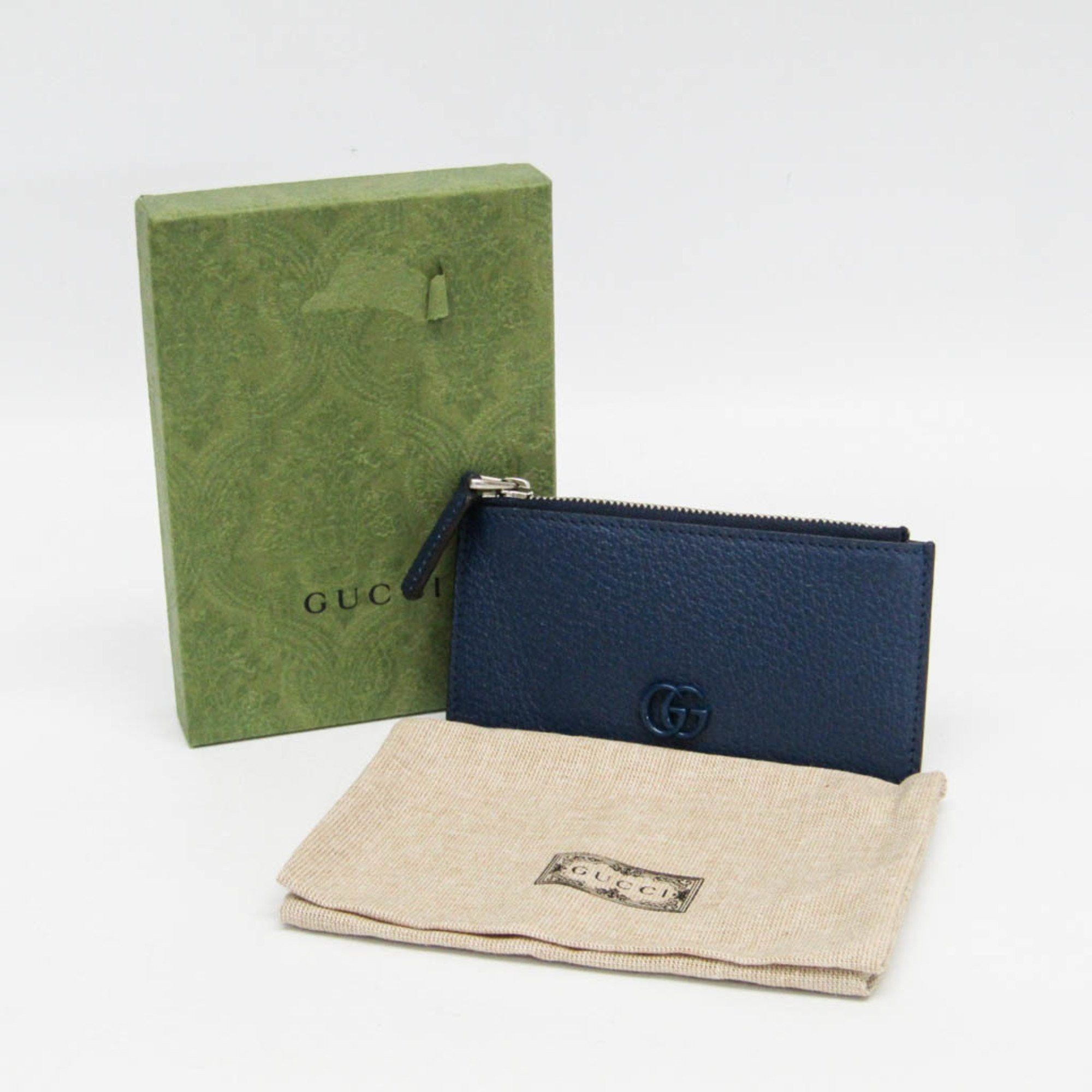 Gucci Gucci GG Marmont Coin Card Holder 722726 Women,Men Leather Coin Purse/coin Case Navy Size ONE SIZE - 2 Thumbnail