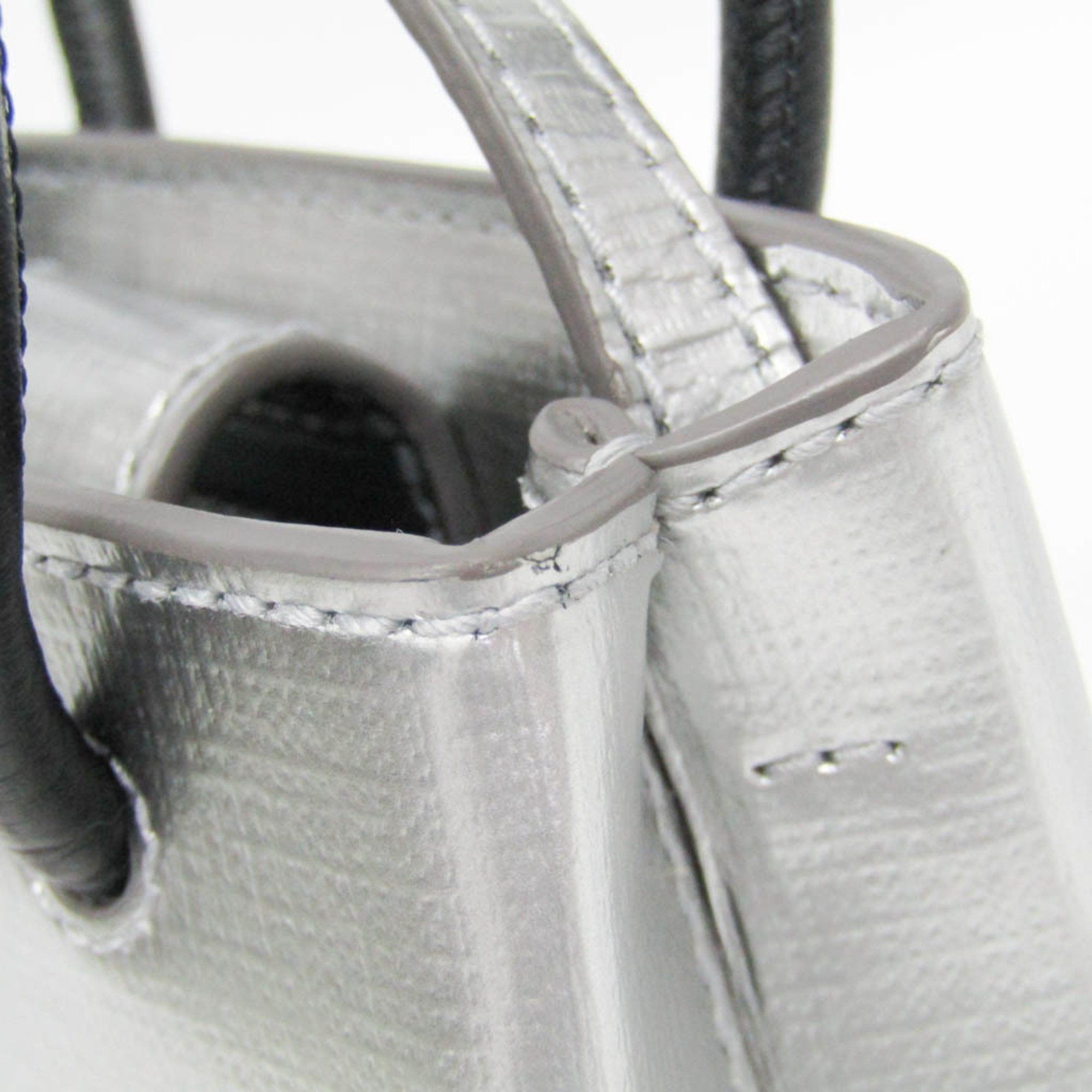 Balenciaga Balenciaga Shopping Phone Holder Shoulder Mini Bag 593826 Women,Men Leather Shoulder Bag Silver Size ONE SIZE - 8 Thumbnail