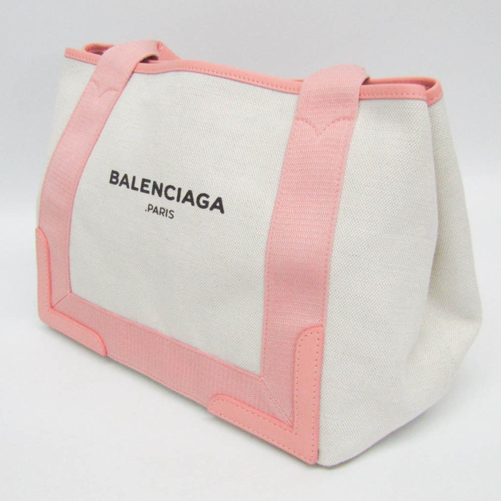 Balenciaga Balenciaga Navy Cabas S 339933 Women's Canvas,Leather Handbag Light Pink,Off-white Size ONE SIZE - 7 Thumbnail