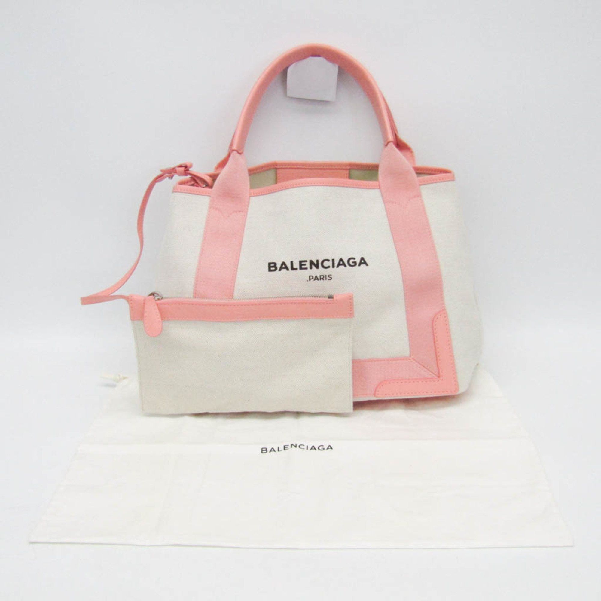 Balenciaga Balenciaga Navy Cabas S 339933 Women's Canvas,Leather Handbag Light Pink,Off-white Size ONE SIZE - 2 Thumbnail