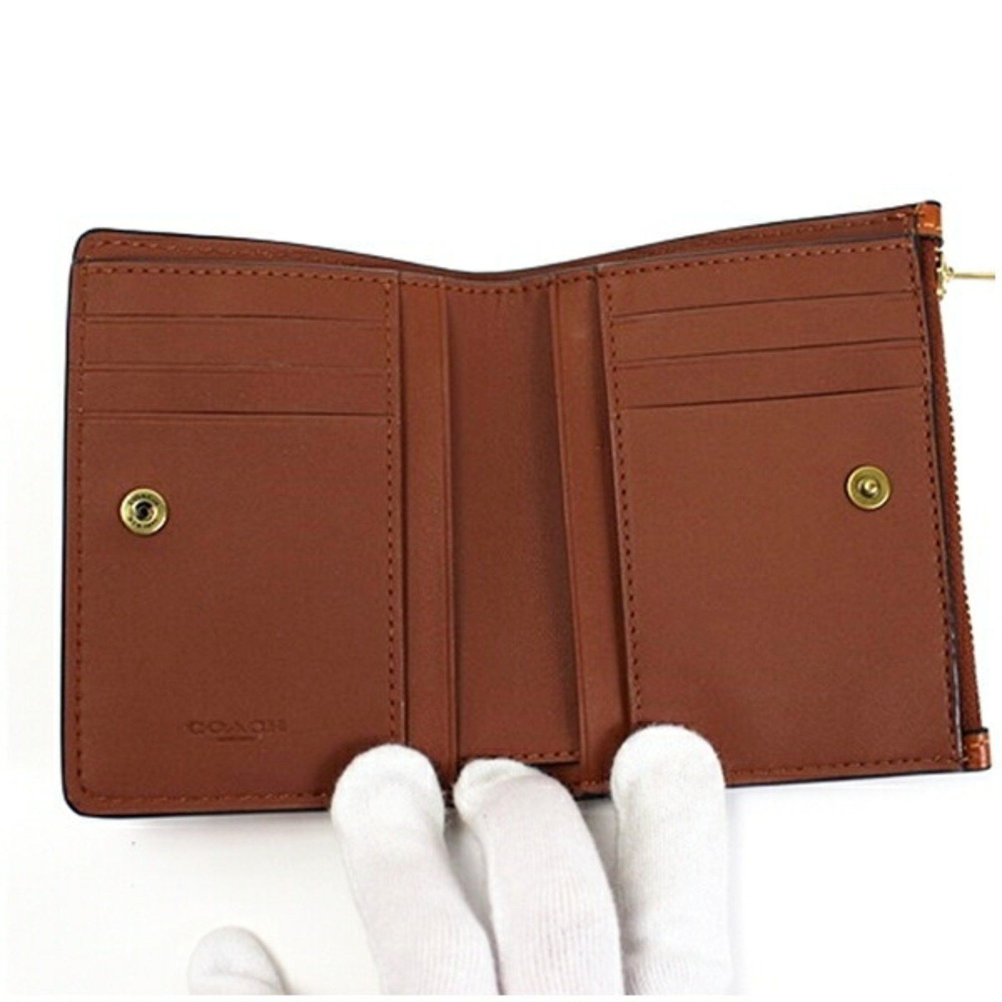Coach Coach Bi-fold Wallet Calf Leather C8435 Light Brown COACH Women's Size ONE SIZE - 4 Thumbnail