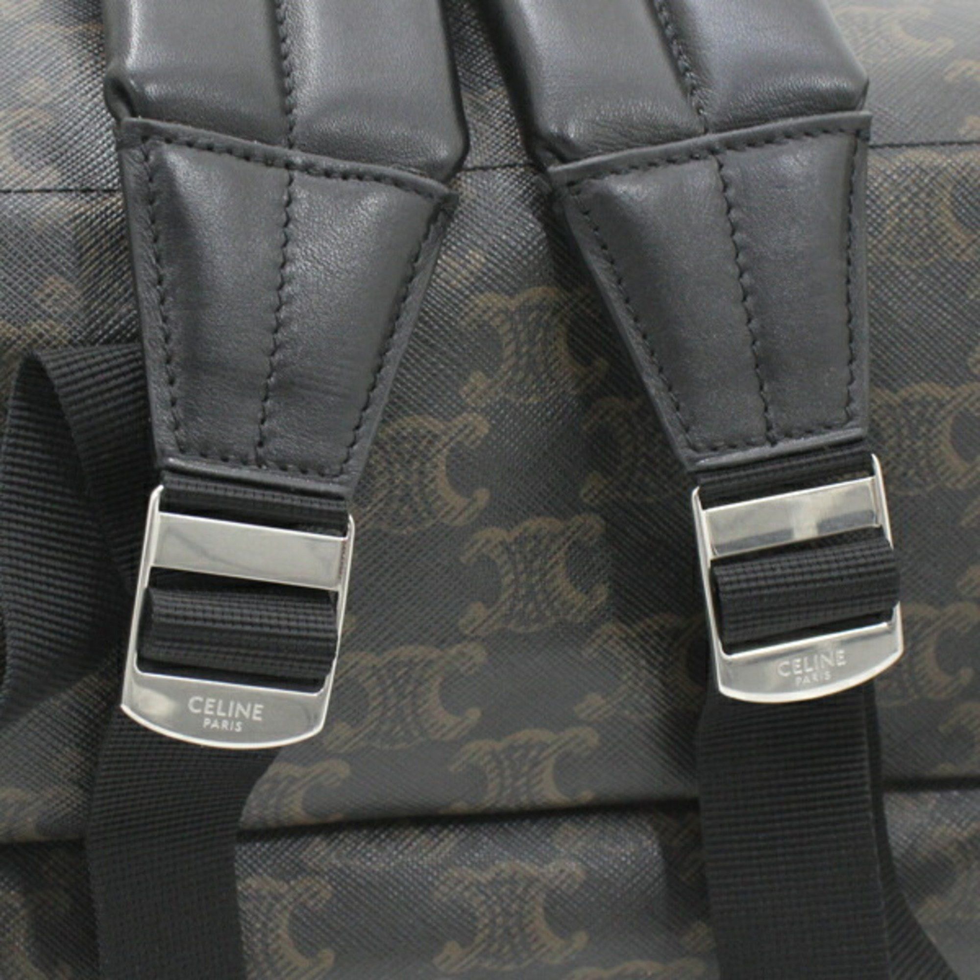 Celine CELINE Backpack Triomphe Canvas Black Brown Rucksack Men's 188382BOV T5686 Size ONE SIZE - 7 Thumbnail