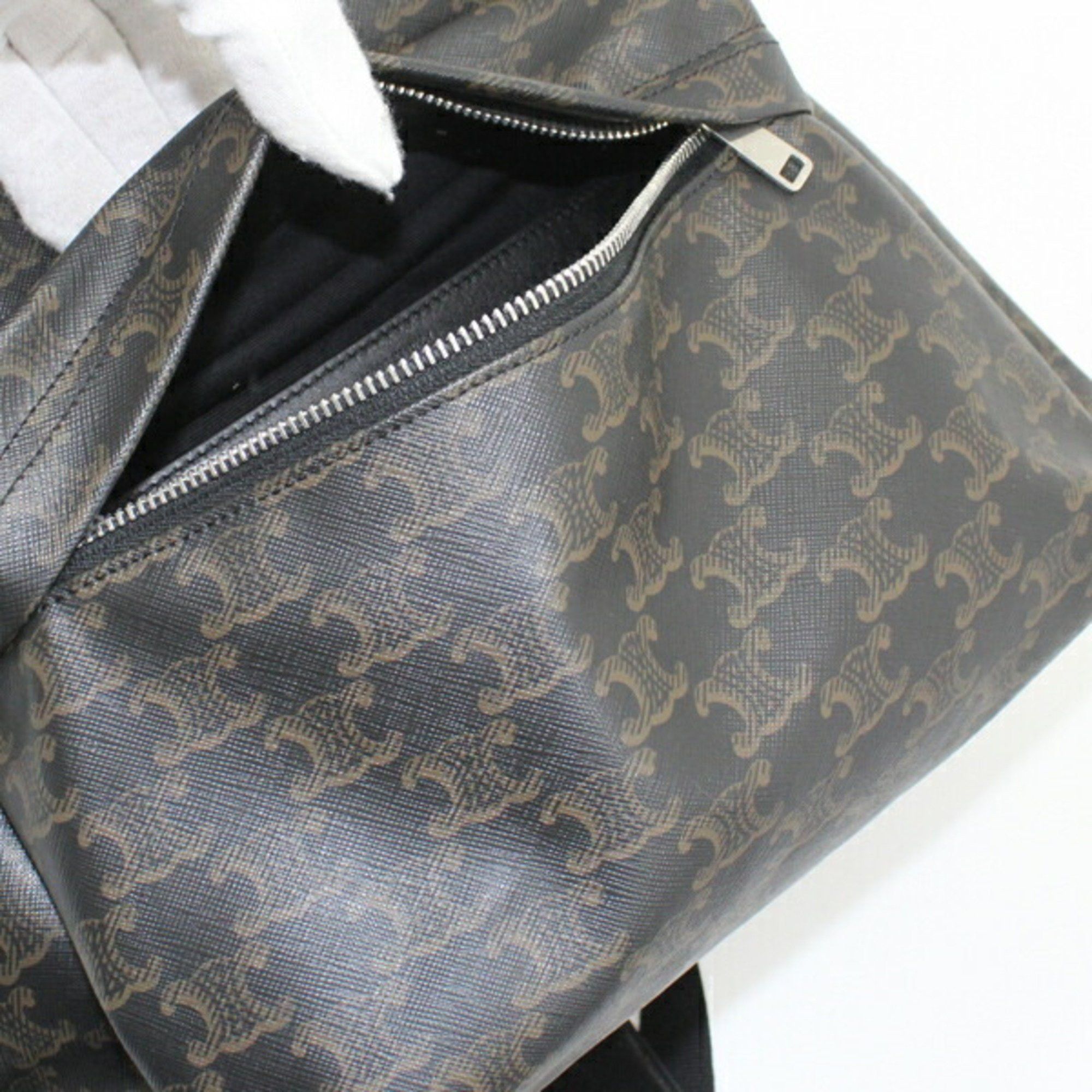 Celine CELINE Backpack Triomphe Canvas Black Brown Rucksack Men's 188382BOV T5686 Size ONE SIZE - 16 Thumbnail