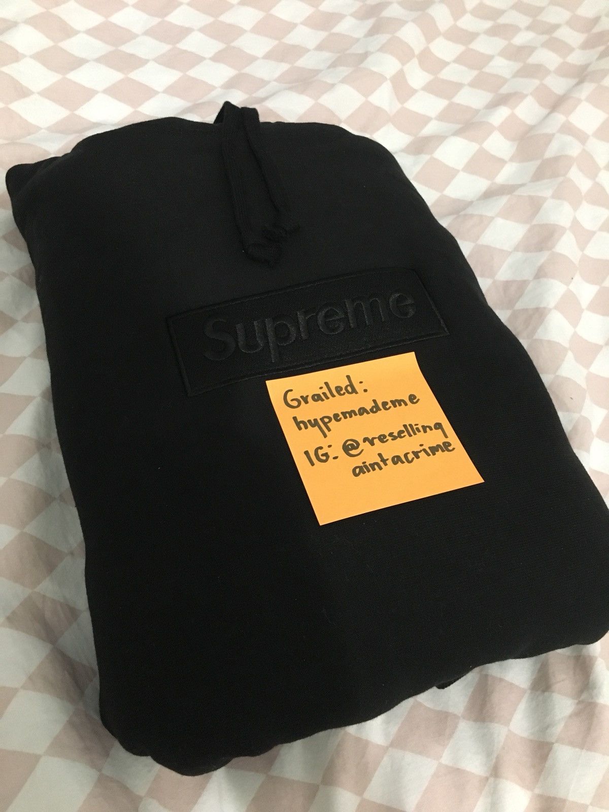 Black tonal box logo hoodie hotsell