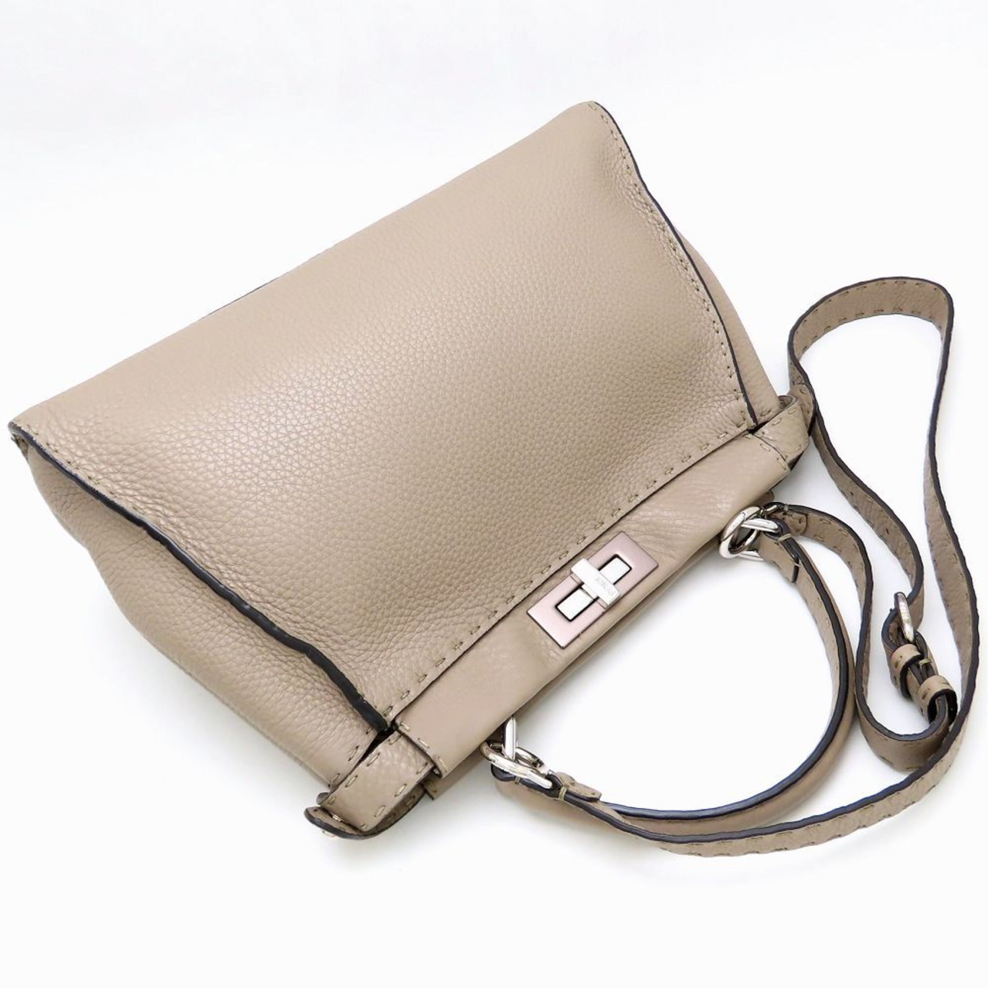 Fendi FENDI Peekaboo 8BN290 Handbag Selleria Leather Greige 352378 Size ONE SIZE - 3 Thumbnail