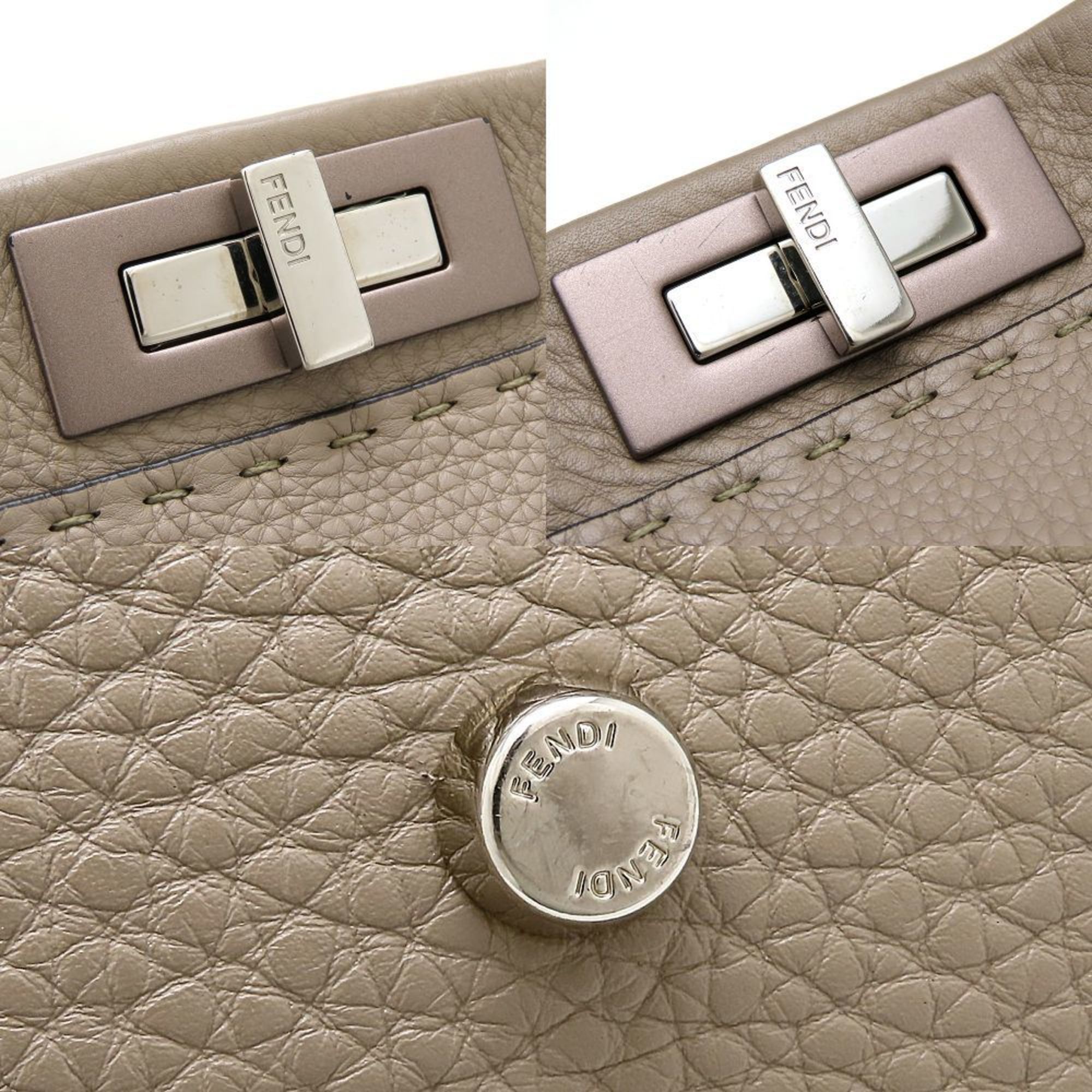 Fendi FENDI Peekaboo 8BN290 Handbag Selleria Leather Greige 352378 Size ONE SIZE - 6 Thumbnail