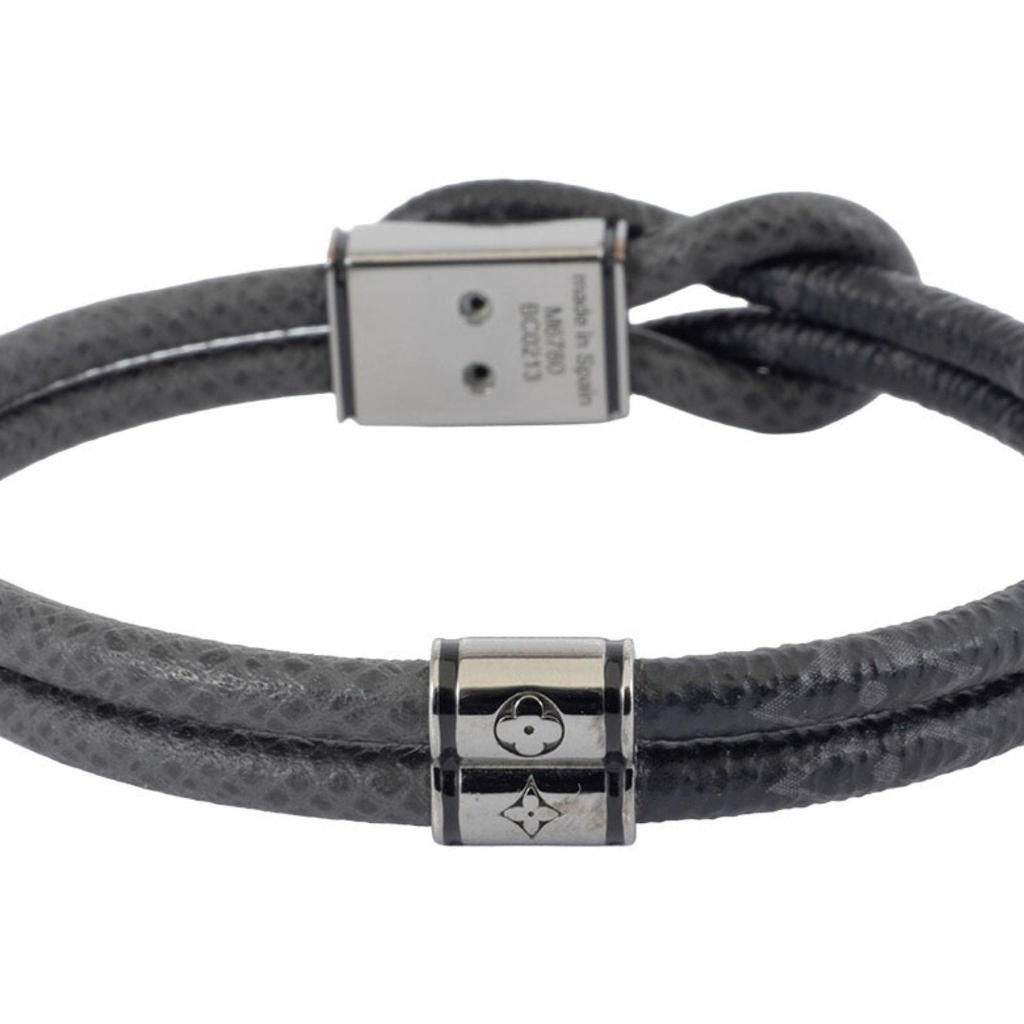 Louis Vuitton Louis Vuitton Bracelet Loop It M6780D Monogram Eclipse Canvas | Taiga Black Grey Men's LOUIS VUITTON Size ONE SIZE - 4 Thumbnail