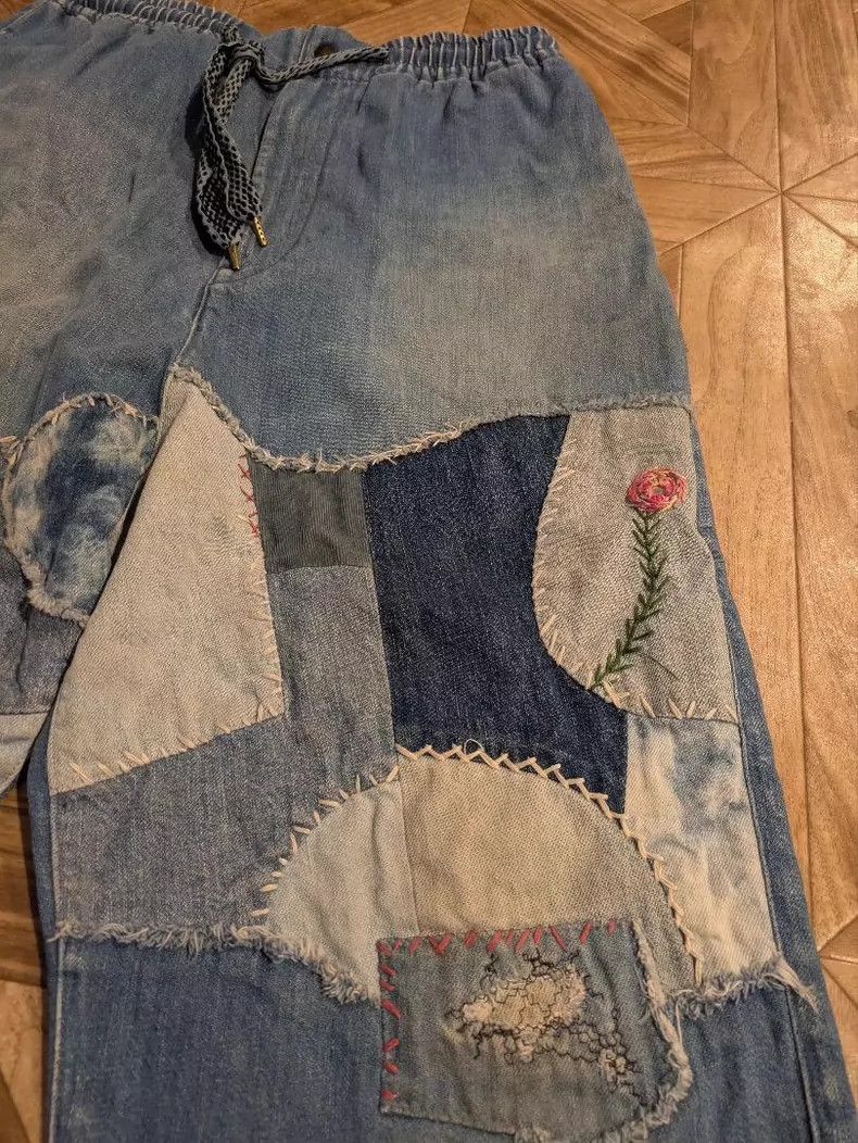 Kapital Vintage Patchwork Denim Pants with Distressed Look Size US 34 / EU 50 - 5 Thumbnail