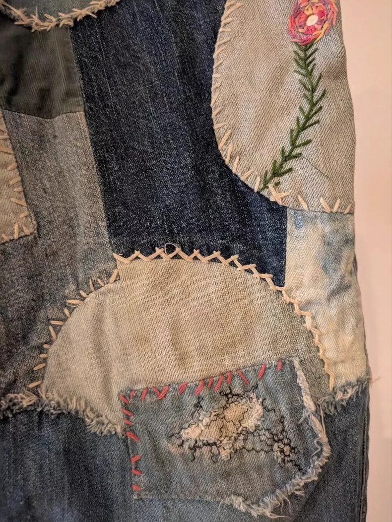 Kapital Vintage Patchwork Denim Pants with Distressed Look Size US 34 / EU 50 - 8 Thumbnail