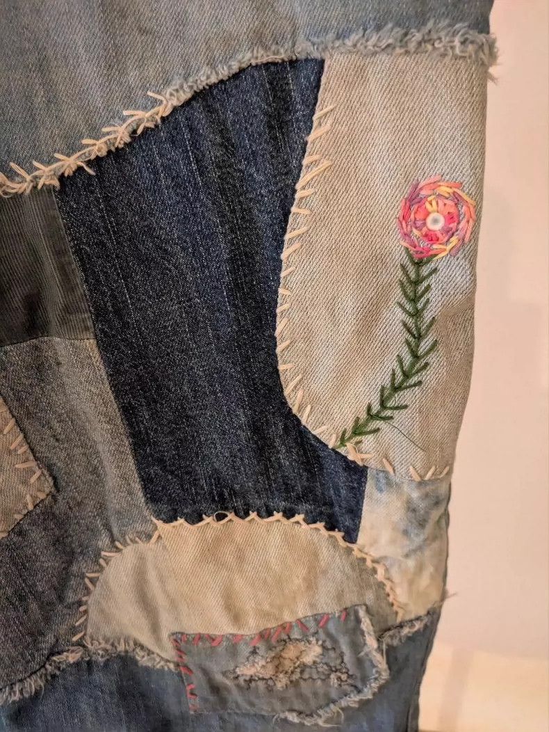 Kapital Vintage Patchwork Denim Pants with Distressed Look Size US 34 / EU 50 - 3 Thumbnail
