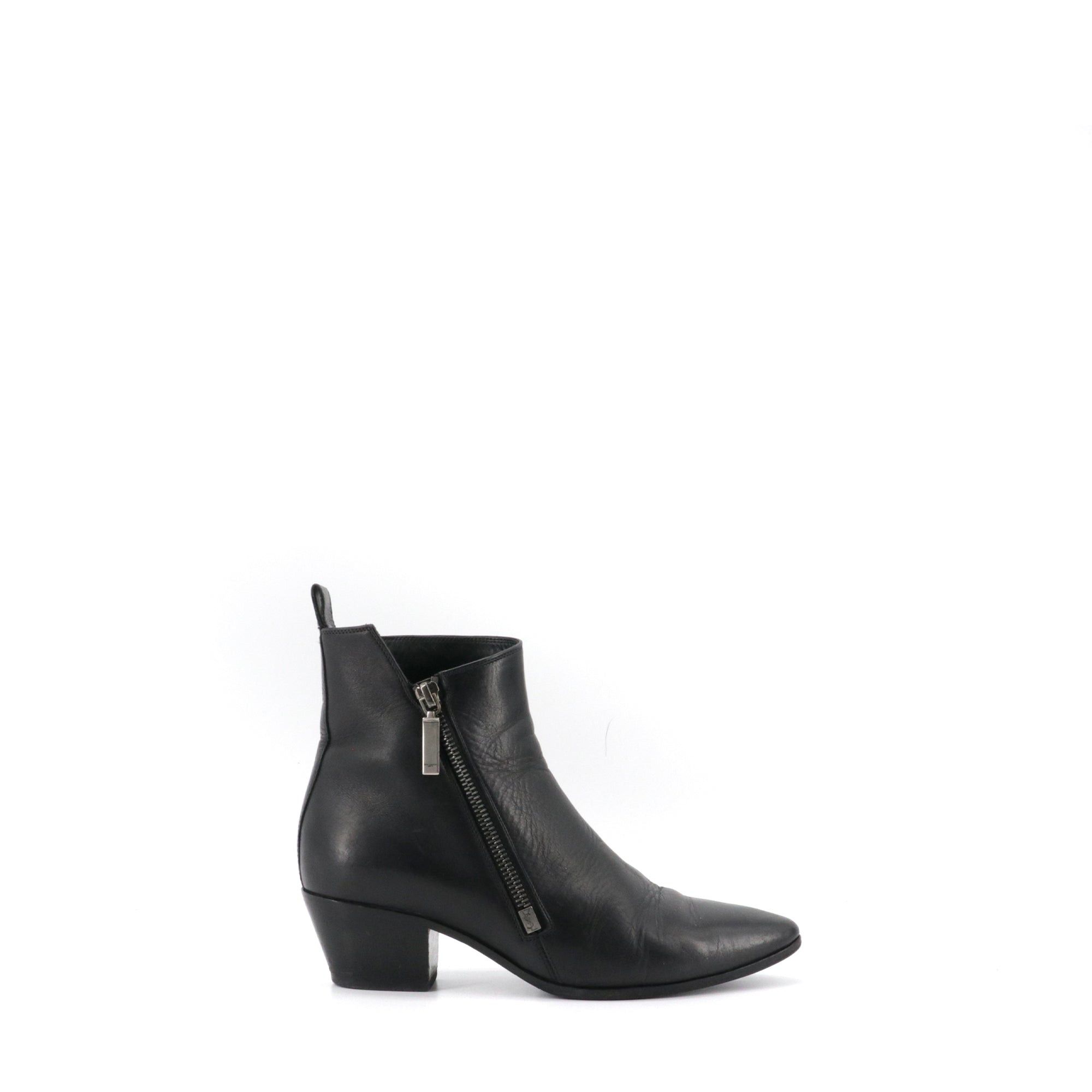Saint Laurent Paris SAINT LAURENT - Saint Laurent Beat ankle boots in black leather (T36.5) Size US 5.5 / IT 35.5 - 2 Thumbnail