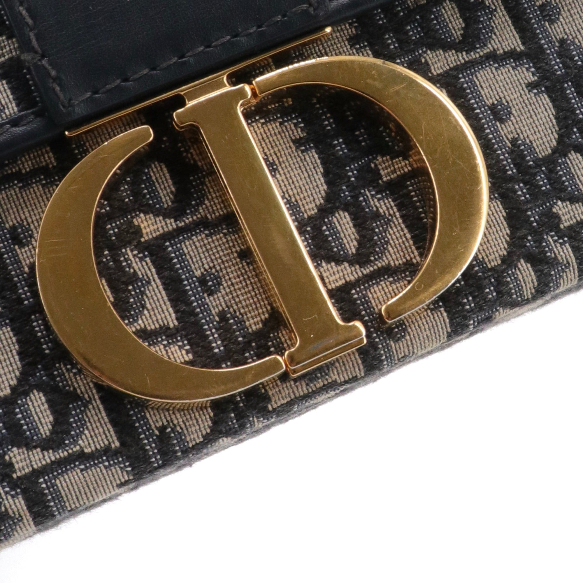 Dior DIOR - Dior 30 Montaigne Box shoulder bag in navy blue canvas and leather Size ONE SIZE - 4 Thumbnail