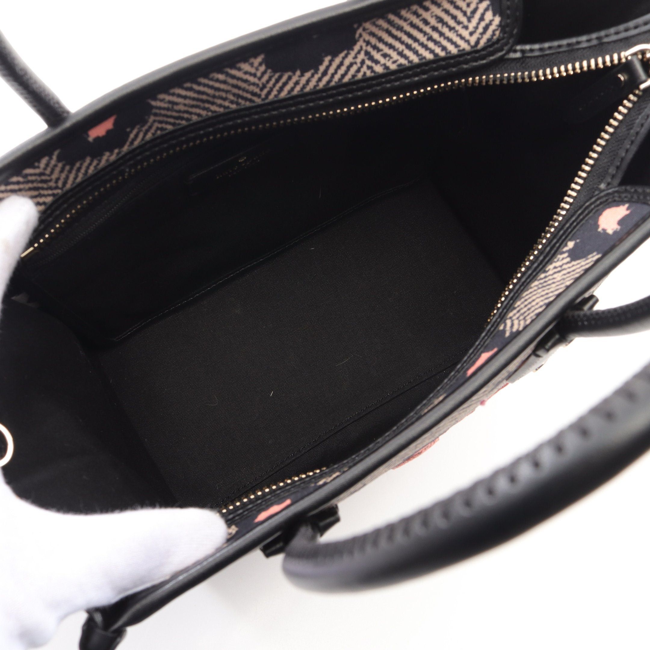 Kate Spade Kate Spade Ella Small Handbag Tote Bag Flower Canvas Leather Black Beige Pink Size ONE SIZE - 3 Thumbnail
