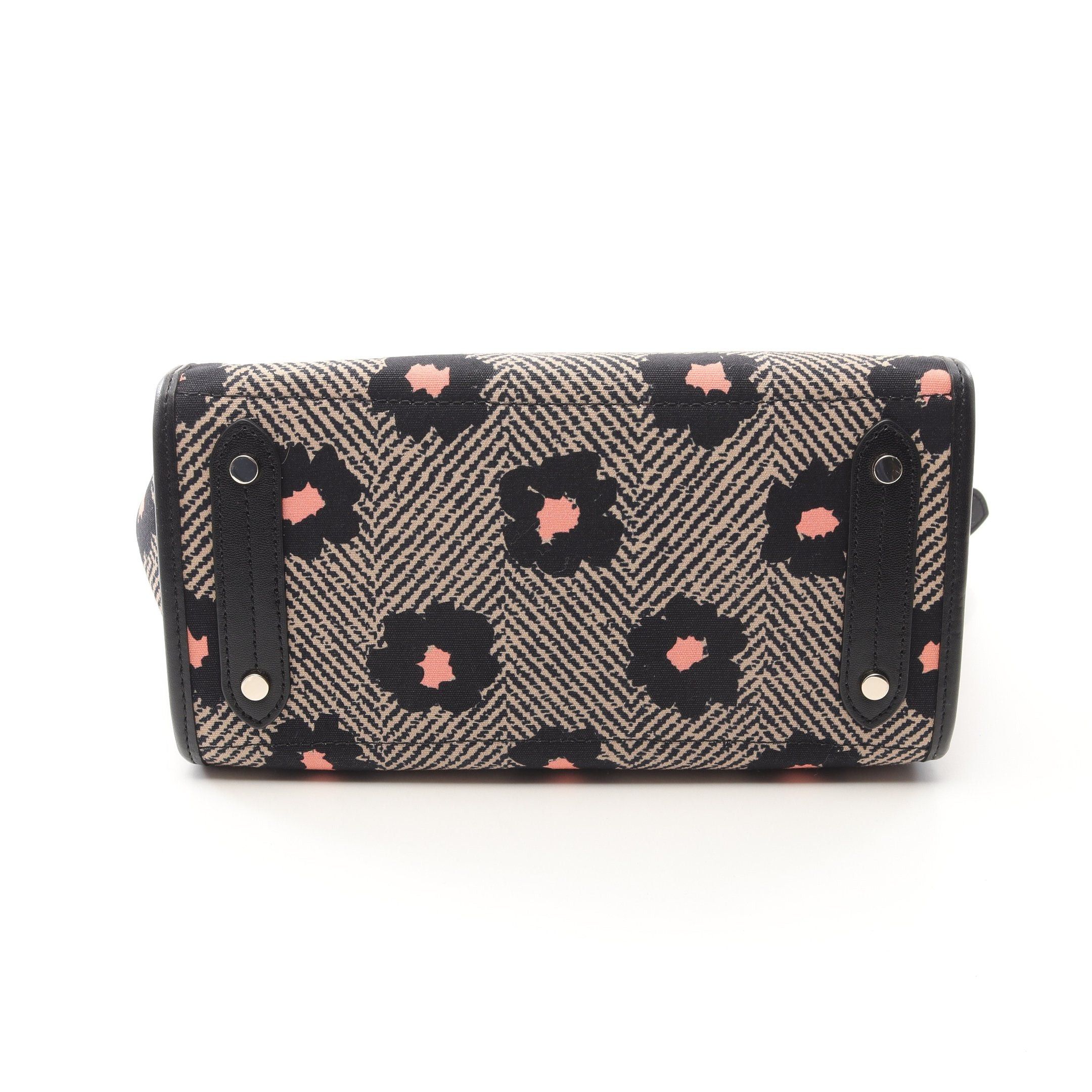 Kate Spade Kate Spade Ella Small Handbag Tote Bag Flower Canvas Leather Black Beige Pink Size ONE SIZE - 7 Thumbnail