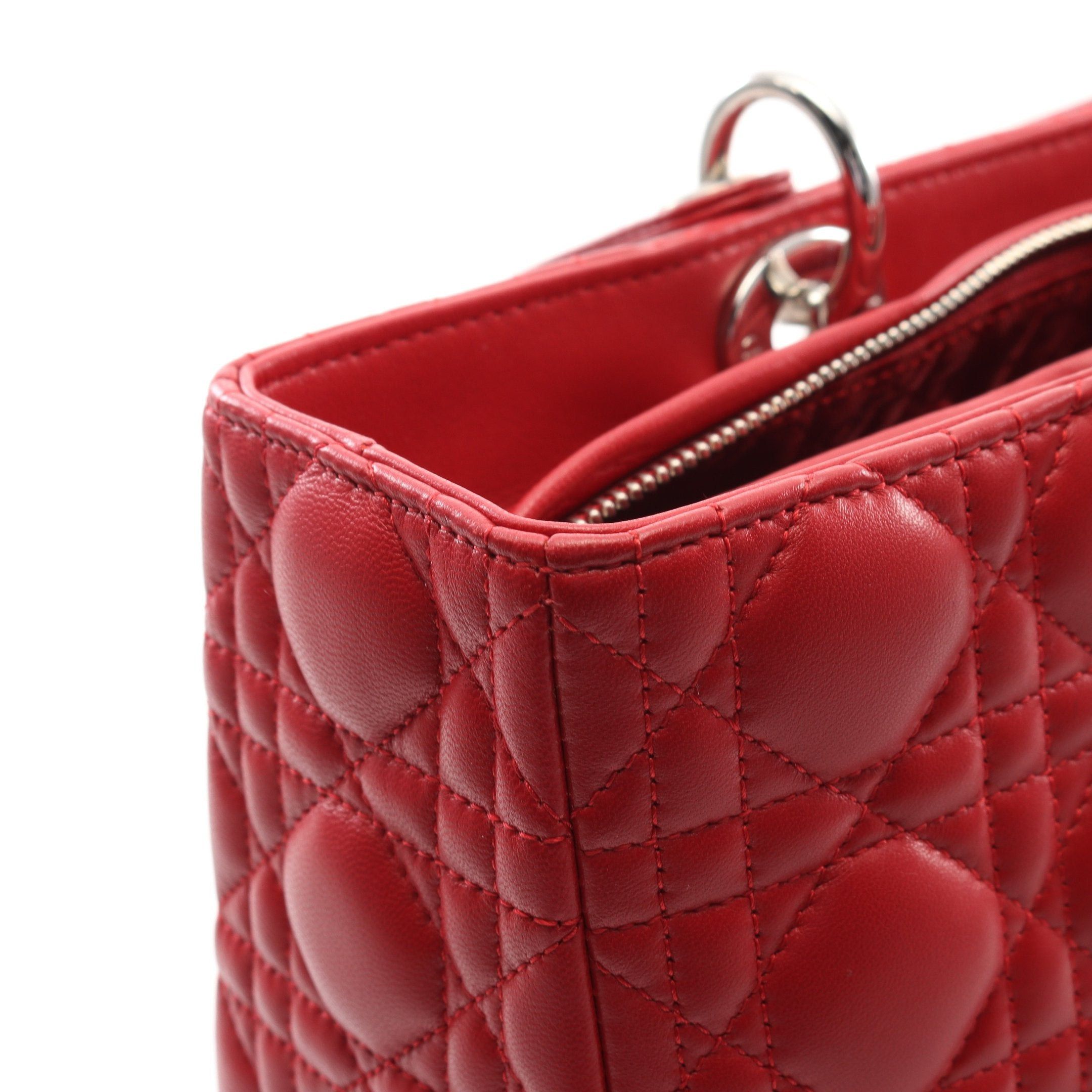 Dior Dior Lady Dior Large Handbag Leather Red Size ONE SIZE - 7 Thumbnail
