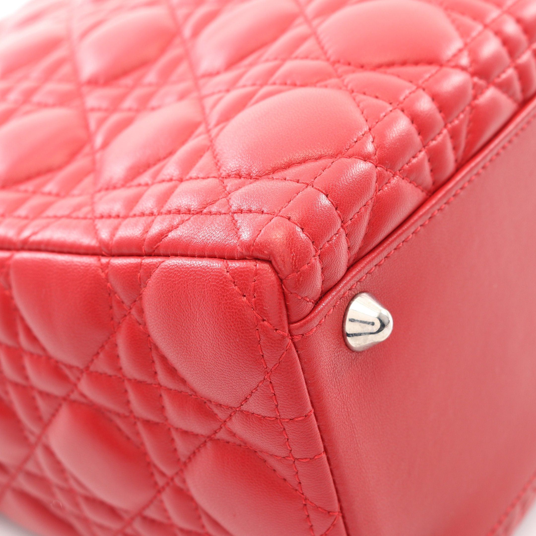Dior Dior Lady Dior Large Handbag Leather Red Size ONE SIZE - 6 Thumbnail