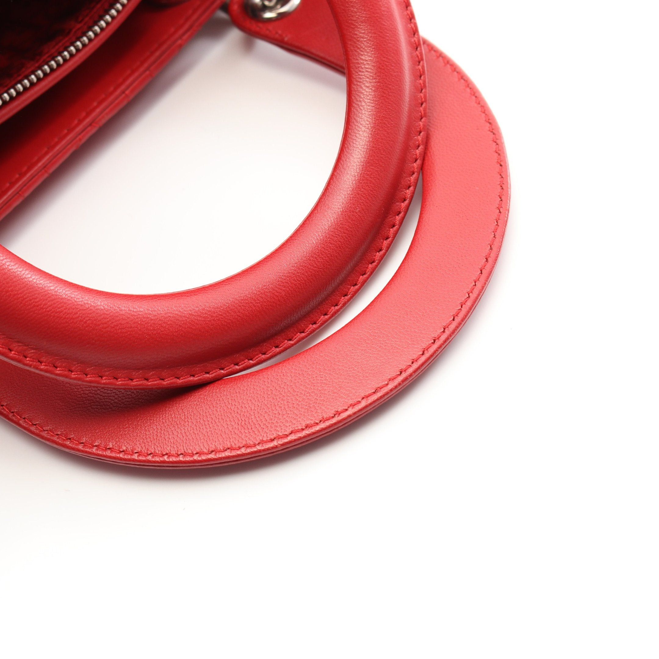 Dior Dior Lady Dior Large Handbag Leather Red Size ONE SIZE - 5 Thumbnail
