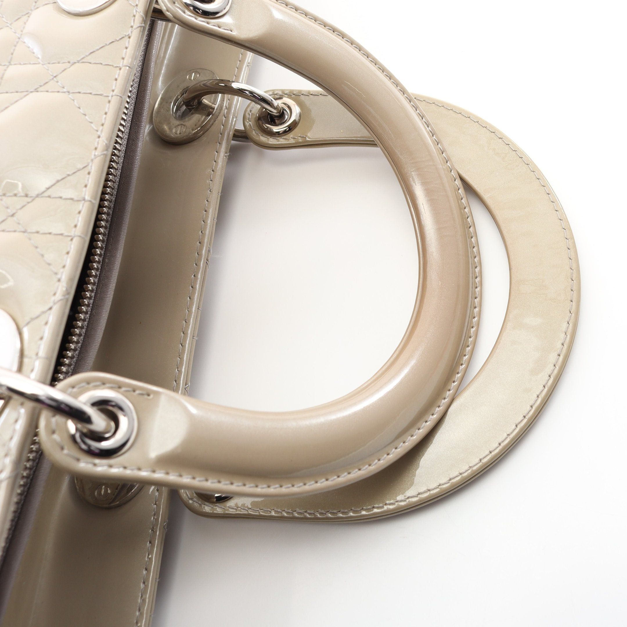 Dior Dior Lady Dior Large Handbag Patent Leather Beige Size ONE SIZE - 5 Thumbnail