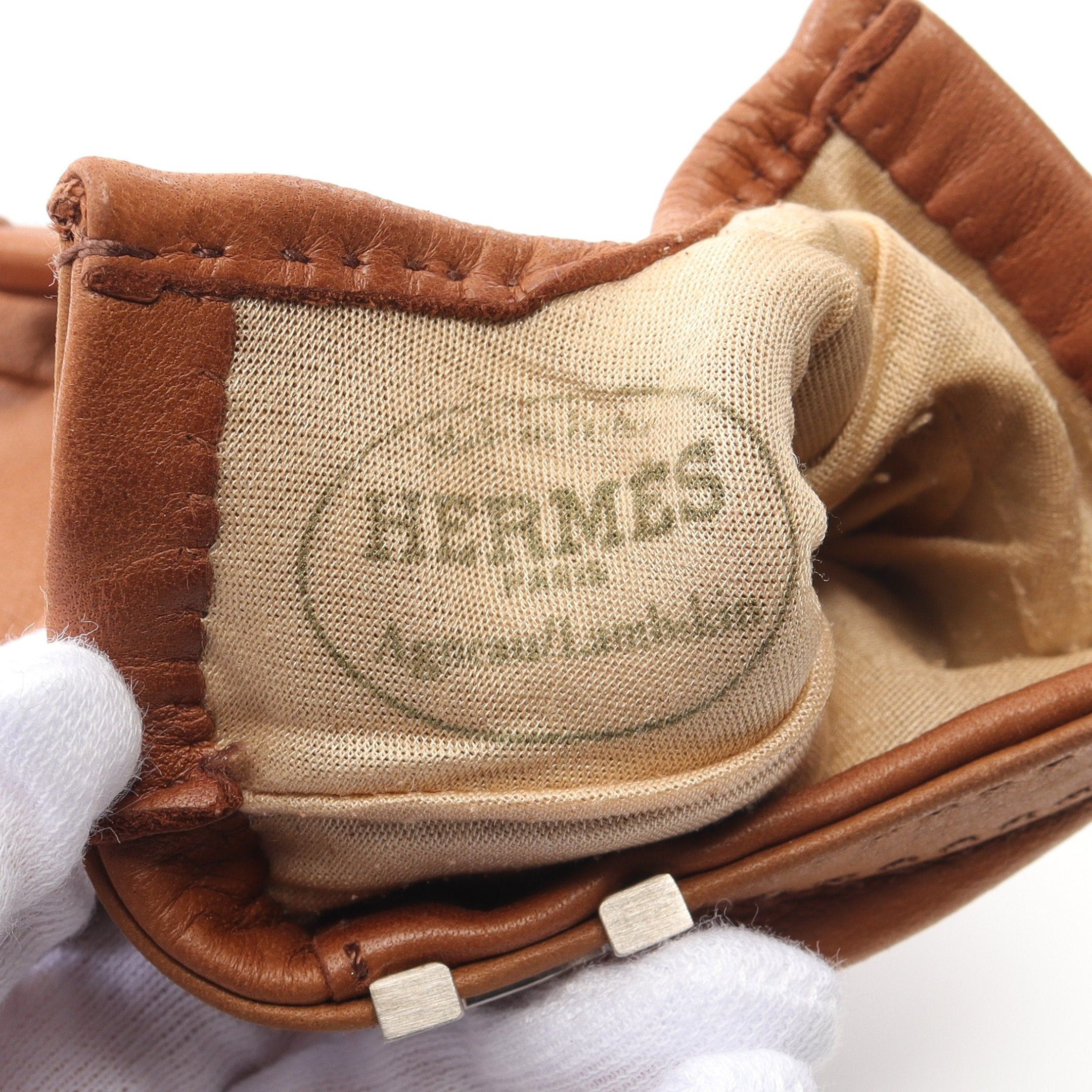 Hermes Hermes H Logo Gloves Glove Lambskin Brown Silver Hardware Size ONE SIZE - 3 Thumbnail