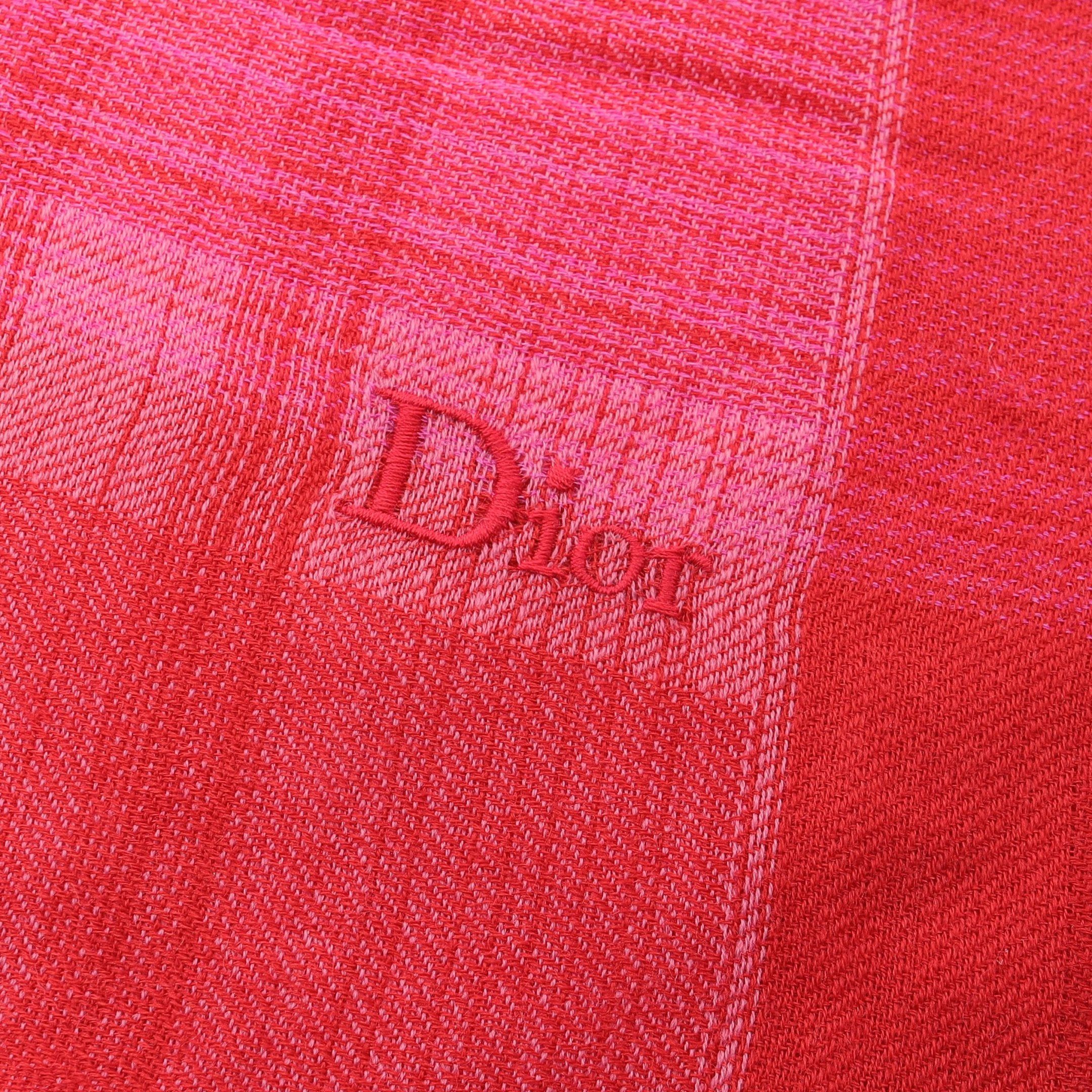 Dior Dior Canage Stall Shawl Wool Cashmere Silk Pink Red Size ONE SIZE - 4 Thumbnail