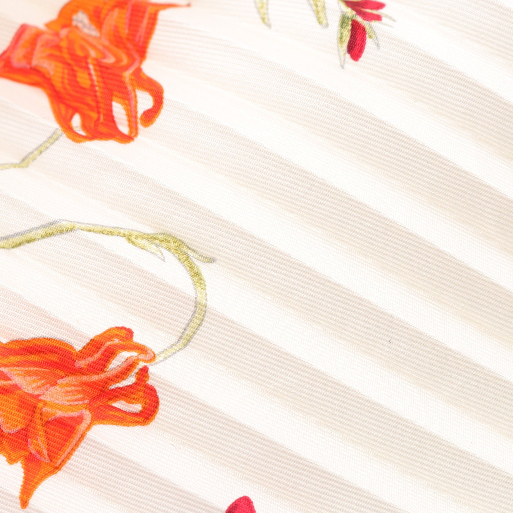 Hermes Hermes Caleprise La Prairie Scarf Pleats Silk White Orange Multicolor Size ONE SIZE - 5 Thumbnail