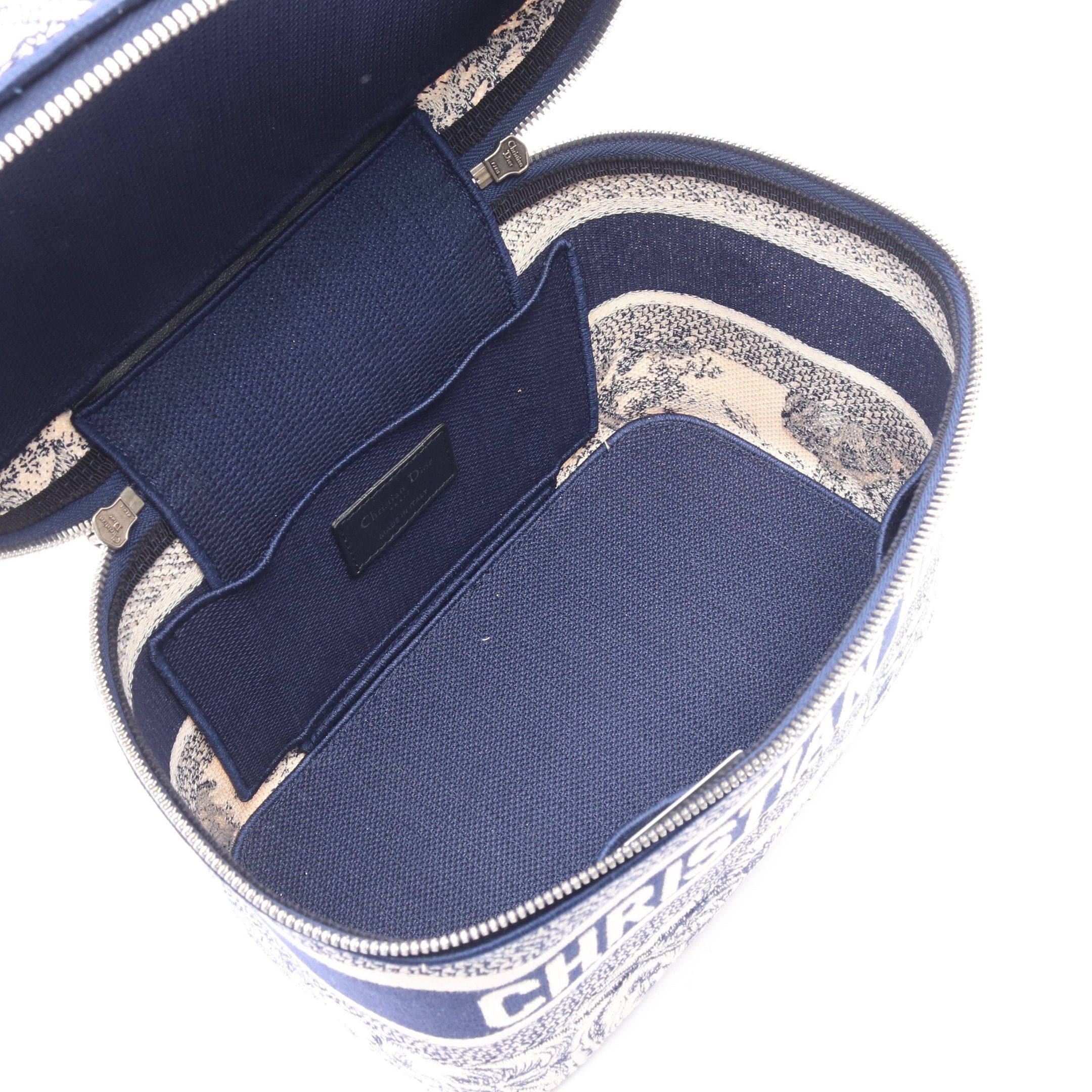 Dior Dior Diortravel Vanity Bag Canvas Off White Navy Size ONE SIZE - 3 Thumbnail